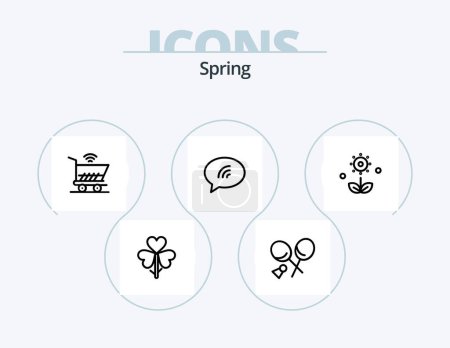 Illustration for Spring Line Icon Pack 5 Icon Design. bicycle. flower. trolly. floral. flower - Royalty Free Image
