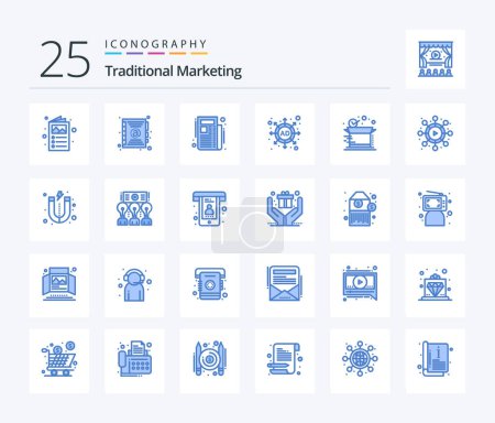 Ilustración de Traditional Marketing 25 Blue Color icon pack including network. product. newspaper. delivery. strategy - Imagen libre de derechos