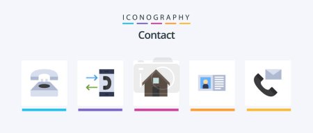 Illustration for Contact Flat 5 Icon Pack Including contact us. communication. conversation. home. conversation. Creative Icons Design - Royalty Free Image