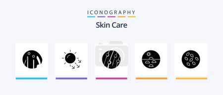 Illustration for Skin Glyph 5 Icon Pack Including seeds. skin care. hair dandruff. skin. dermatology. Creative Icons Design - Royalty Free Image