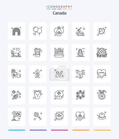 Téléchargez les illustrations : Creative Canada 25 OutLine icon pack  Such As leaf. outdoor. decoration. wood. log - en licence libre de droit