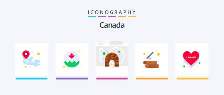 Téléchargez les illustrations : Canada Flat 5 Icon Pack Including country. outdoor. canada. wood. log. Creative Icons Design - en licence libre de droit