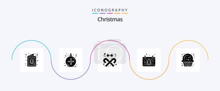 Ilustración de Paquete de iconos de Christmas Glyph 5 que incluye Navidad. navidad. Cinta. Fecha. palo - Imagen libre de derechos