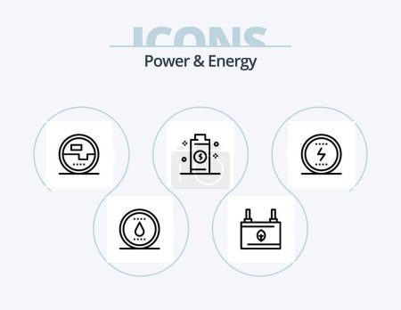 Illustration for Power And Energy Line Icon Pack 5 Icon Design. power. electricity. water. battery. power - Royalty Free Image