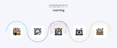 Illustration for Learning Line Filled Flat 5 Icon Pack Including drawing. tutorial. learning. learning. think - Royalty Free Image