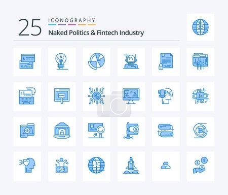 Téléchargez les illustrations : Naked Politics And Fintech Industry 25 Blue Color icon pack including algorithm. adviser. idea. robo advisor. data - en licence libre de droit