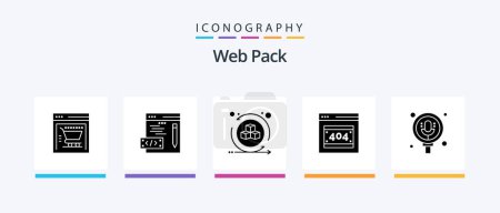 Illustration for Web Pack Glyph 5 Icon Pack Including . pack. virtual. record. search. Creative Icons Design - Royalty Free Image