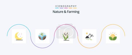 Illustration for Nature And Farming Flat 5 Icon Pack Including farm. agriculture. farm. farming. mountain - Royalty Free Image