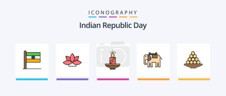 Illustration for Indian Republic Day Line Filled 5 Icon Pack Including day. indian. india. day. flag. Creative Icons Design - Royalty Free Image