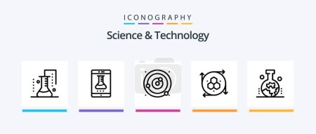 Illustration for Science And Technology Line 5 Icon Pack Including microbiology. chemical test. science of matter. sky docs. file storage. Creative Icons Design - Royalty Free Image