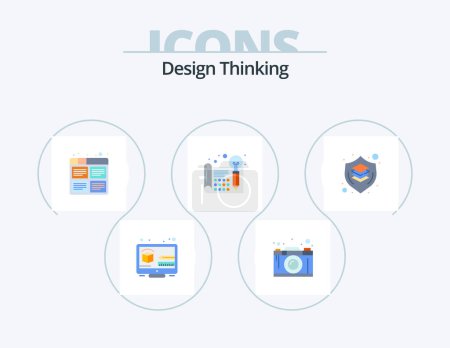 Ilustración de Design Thinking Flat Icon Pack 5 Icon Design. idea. creativo. pensando. proceso - Imagen libre de derechos