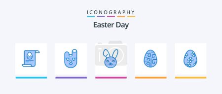 Téléchargez les illustrations : Easter Blue 5 Icon Pack Including easter. holiday. bynny. egg. decoration. Creative Icons Design - en licence libre de droit