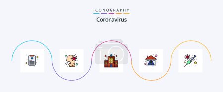 Ilustración de Coronavirus Line Filled Flat 5 Icon Pack Including protection. protection. health care. prevent. home - Imagen libre de derechos