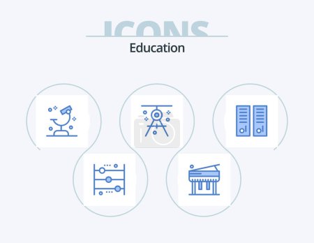 Illustration for Education Blue Icon Pack 5 Icon Design. drawing. draft. biology. compass. science - Royalty Free Image
