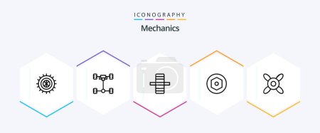 Illustration for Mechanics 25 Line icon pack including . . gear. fan. screw - Royalty Free Image