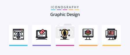 Ilustración de Graphic Design Line Filled 5 Icon Pack Including data . computer . mathematics . graphic editor. Creative Icons Design - Imagen libre de derechos