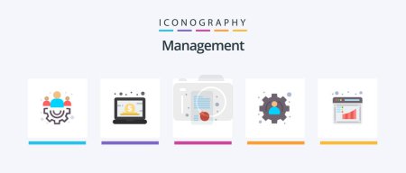 Illustration for Management Flat 5 Icon Pack Including graph. board. growth. user. management. Creative Icons Design - Royalty Free Image