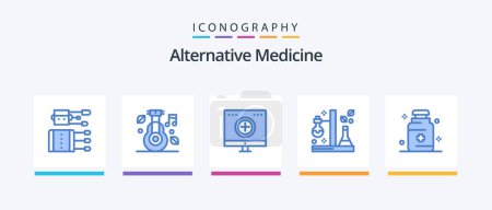 Illustration for Alternative Medicine Blue 5 Icon Pack Including science. chemistry. medicine. recovery. hospital. Creative Icons Design - Royalty Free Image