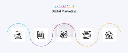 Illustration for Digital Marketing Line 5 Icon Pack Including presentation. data. article. project. business - Royalty Free Image