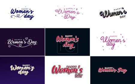 Ilustración de 90 Marzo fondo con decoraciones florales del Día Internacional de la Mujer en un estilo de arte de papel y marco de flores y hojas tarjeta de felicitación en tono rosa pastel; ilustración vectorial - Imagen libre de derechos