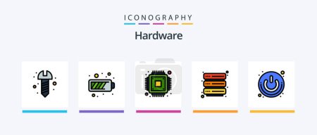 Ilustración de Hardware Line Filled 5 Icon Pack Including . hardware. chip. computer. wifi. Creative Icons Design - Imagen libre de derechos