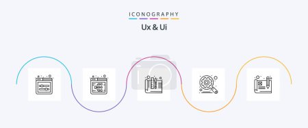 Téléchargez les illustrations : Ux And Ui Line 5 Icon Pack Including usability. settings. creative. search. engine - en licence libre de droit