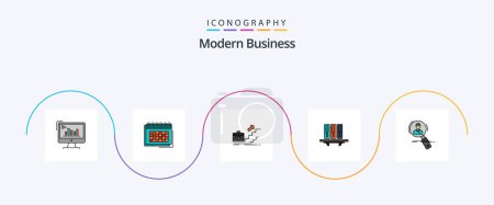 Ilustración de Línea de Negocio Moderna Lleno Flat 5 Icon Pack Incluyendo líder. negocios. negocios. crecimiento. calendario - Imagen libre de derechos