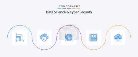 Illustration for Data Science And Cyber Security Blue 5 Icon Pack Including data. info. user. diary. phone - Royalty Free Image