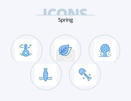 Téléchargez les illustrations : Spring Blue Icon Pack 5 Icon Design. apple. spring. temperature. nature. ecology - en licence libre de droit
