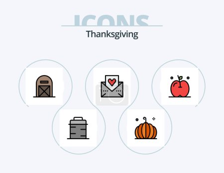 Illustration for Thanks Giving Line Filled Icon Pack 5 Icon Design. turkey. thanksgiving. light. superstition. thanksgiving - Royalty Free Image
