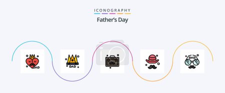 Téléchargez les illustrations : Fathers Day Line Filled Flat 5 Icon Pack Including dad. fathers. briefcase. day. avatar - en licence libre de droit