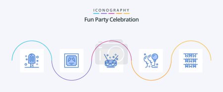 Téléchargez les illustrations : Party Blue 5 Icon Pack Including buntings. party. drum. celebration. balloons - en licence libre de droit