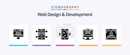 Illustration for Web Design And Development Glyph 5 Icon Pack Including design . screen . development . vibrate. Creative Icons Design - Royalty Free Image