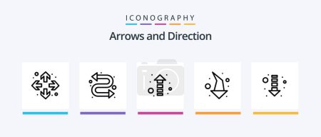 Illustration for Arrow Line 5 Icon Pack Including down. left. arrows. arrow. direction. Creative Icons Design - Royalty Free Image