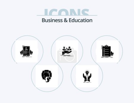 Ilustración de Business And Education Glyph Icon Pack 5 Icon Design. health. profile. share. hr. employee - Imagen libre de derechos