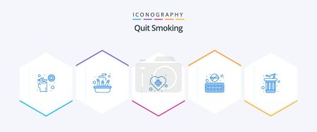Illustration for Quit Smoking 25 Blue icon pack including tobacco. medicine. smoking. cigarette. healthcare - Royalty Free Image