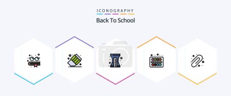 Téléchargez les illustrations : Back To School 25 FilledLine icon pack including . education. pencil. back to school. school - en licence libre de droit