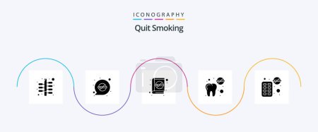 Téléchargez les illustrations : Quit Smoking Glyph 5 Icon Pack Including sweet. tobacco teeth. smoking. healthcare. book guide - en licence libre de droit