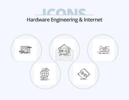 Illustration for Hardware Engineering And Internet Line Icon Pack 5 Icon Design. future. advanced. smart. telemedicine. health - Royalty Free Image