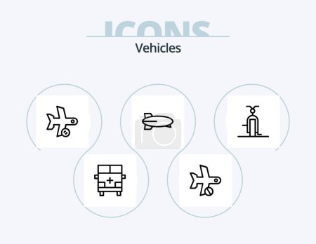 Ilustración de Vehicles Line Icon Pack 5 Icon Design. plane. cancel. transportation. vehicles. transport - Imagen libre de derechos