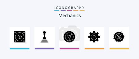 Téléchargez les illustrations : Mechanics Glyph 5 Icon Pack Including . create. tire. Creative Icons Design - en licence libre de droit