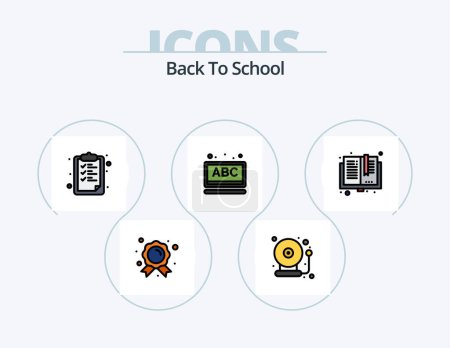 Ilustración de Back To School Line Filled Icon Pack 5 Icon Design. . back to school. books. building. school - Imagen libre de derechos