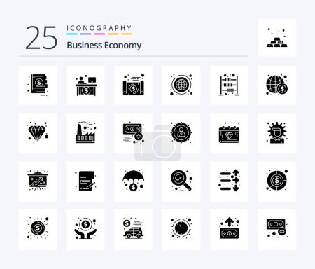 Illustration for Economy 25 Solid Glyph icon pack including abacus. exchange. banking. economy. travel - Royalty Free Image