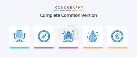Illustration for Complete Common Version Blue 5 Icon Pack Including communication. tool. accessories. invert. color. Creative Icons Design - Royalty Free Image