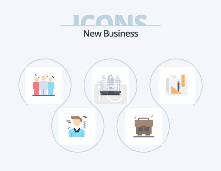 Ilustración de New Business Flat Icon Pack 5 Icon Design. pencil. drawing. competitive. art. online - Imagen libre de derechos