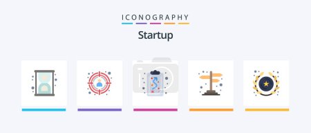 Illustration for Startup Flat 5 Icon Pack Including star. insignia. strategy. badge. sign. Creative Icons Design - Royalty Free Image