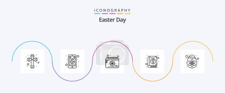 Ilustración de Easter Line 5 Icon Pack Including egg. decoration. date. holiday. bible - Imagen libre de derechos