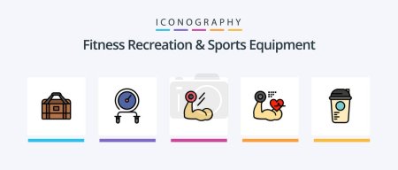 Ilustración de Fitness Recreation And Sports Equipment Line Filled 5 Icon Pack Including supplement. protein. workout. gainer. treadmill. Creative Icons Design - Imagen libre de derechos
