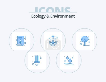 Téléchargez les illustrations : Ecology And Environment Blue Icon Pack 5 Icon Design. park. science. file. research. green - en licence libre de droit