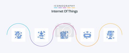 Illustration for Internet Of Things Blue 5 Icon Pack Including light. interior. smart. vr. glasses - Royalty Free Image